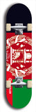 North American maple skateboard deck designed by underground artist BellyRash -- available in widths between 7.5 to 8.5 inches in both mellow concave and steep concave shapes. Artwork : 	Afghanistan	flag skateboard deck