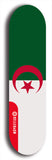 North American maple skateboard deck designed by underground artist BellyRash -- available in widths between 7.5 to 8.5 inches in both mellow concave and steep concave shapes. Artwork : 	Algeria	flag skateboard deck