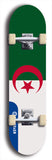 North American maple skateboard deck designed by underground artist BellyRash -- available in widths between 7.5 to 8.5 inches in both mellow concave and steep concave shapes. Artwork : 	Algeria	flag skateboard deck