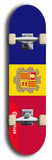 North American maple skateboard deck designed by underground artist BellyRash -- available in widths between 7.5 to 8.5 inches in both mellow concave and steep concave shapes. Artwork : 	Andorra	flag skateboard deck