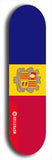 North American maple skateboard deck designed by underground artist BellyRash -- available in widths between 7.5 to 8.5 inches in both mellow concave and steep concave shapes. Artwork : 	Andorra	flag skateboard deck