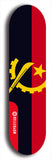 North American maple skateboard deck designed by underground artist BellyRash -- available in widths between 7.5 to 8.5 inches in both mellow concave and steep concave shapes. Artwork : 	Angola	flag skateboard deck