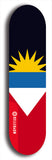 North American maple skateboard deck designed by underground artist BellyRash -- available in widths between 7.5 to 8.5 inches in both mellow concave and steep concave shapes. Artwork : 	Antigua and Barbuda	flag skateboard deck