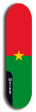 North American maple skateboard deck designed by underground artist BellyRash -- available in widths between 7.5 to 8.5 inches in both mellow concave and steep concave shapes. Artwork : 	Burkina Faso	flag skateboard deck