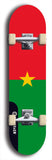 North American maple skateboard deck designed by underground artist BellyRash -- available in widths between 7.5 to 8.5 inches in both mellow concave and steep concave shapes. Artwork : 	Burkina Faso	flag skateboard deck