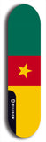 North American maple skateboard deck designed by underground artist BellyRash -- available in widths between 7.5 to 8.5 inches in both mellow concave and steep concave shapes. Artwork : 	Cameroon	flag skateboard deck