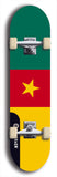 North American maple skateboard deck designed by underground artist BellyRash -- available in widths between 7.5 to 8.5 inches in both mellow concave and steep concave shapes. Artwork : 	Cameroon	flag skateboard deck