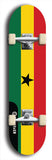 North American maple skateboard deck designed by underground artist BellyRash -- available in widths between 7.5 to 8.5 inches in both mellow concave and steep concave shapes. Artwork : 	Ghana	flag skateboard deck
