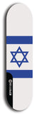 North American maple skateboard deck designed by underground artist BellyRash -- available in widths between 7.5 to 8.5 inches in both mellow concave and steep concave shapes. Artwork : 	Israel	flag skateboard deck