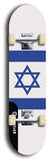 North American maple skateboard deck designed by underground artist BellyRash -- available in widths between 7.5 to 8.5 inches in both mellow concave and steep concave shapes. Artwork : 	Israel	flag skateboard deck