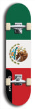 North American maple skateboard deck designed by underground artist BellyRash -- available in widths between 7.5 to 8.5 inches in both mellow concave and steep concave shapes. Artwork : 	Mexico	flag skateboard deck