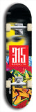 North American maple skateboard deck designed by underground artist BellyRash -- available in widths between 7.5 to 8.5 inches in both mellow concave and steep concave shapes. Artwork: street art and street artist and red 315 Brooklyn logo
