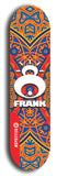 North American maple skateboard deck designed by underground artist BellyRash -- available in widths between 7.5 to 8.5 inches in both mellow concave and steep concave shapes. Artwork: street art and street artist and Frank logo