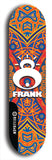 North American maple skateboard deck designed by underground artist BellyRash -- available in widths between 7.5 to 8.5 inches in both mellow concave and steep concave shapes. Artwork: street art and street artist and Frank logo