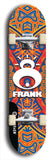 North American maple skateboard deck designed by underground artist BellyRash -- available in widths between 7.5 to 8.5 inches in both mellow concave and steep concave shapes. Artwork: street art and street artist and Frank logo