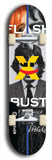 Skateboard deck: Limited edition, North American maple skateboard deck designed by underground artist BellyRash -- available in widths 7.5 to 8.5 inches in both mellow concave and steep concave shapes. Artwork: X;) brand popsicle-shaped skateboard deck with X;) logo broken into multiple colors and shades