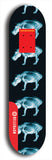 Limited edition, North American maple skateboard deck designed by underground artist BellyRash -- available in widths 7.5 to 8.5 inches in both mellow concave and steep concave shapes. Artwork: Five A.I. generated