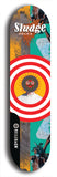 North American maple skateboard deck designed by underground artist BellyRash -- available in widths between 7.5 to 8.5 inches in both mellow concave and steep concave shapes. Artwork: street art and street artist and Sludge skateboard brand logo