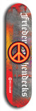North American maple skateboard deck designed by underground artist BellyRash -- available in widths between 7.5 to 8.5 inches in both mellow concave and steep concave shapes. Artwork: street art and street artist and peace sign