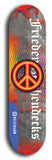 North American maple skateboard deck designed by underground artist BellyRash -- available in widths between 7.5 to 8.5 inches in both mellow concave and steep concave shapes. Artwork: street art and street artist and peace sign