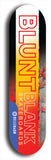 North American maple skateboard deck designed by underground artist BellyRash -- available in widths between 7.5 to 8.5 inches in both mellow concave and steep concave shapes. Artwork: street art and street artist and the BellyRash Blunt Blank skateboard deck logo