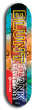 North American maple skateboard deck designed by underground artist BellyRash -- available in widths between 7.5 to 8.5 inches in both mellow concave and steep concave shapes. Artwork: street art and street artist and the BellyRash Blunt Blank skateboard deck logo