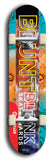 North American maple skateboard deck designed by underground artist BellyRash -- available in widths between 7.5 to 8.5 inches in both mellow concave and steep concave shapes. Artwork: street art and street artist and the BellyRash Blunt Blank skateboard deck logo
