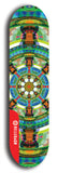 Skateboard deck: Limited edition, North American maple skateboard deck designed by underground artist BellyRash - available widths 7.5 to 8.5 inches in both mellow concave and steep concave shapes. Artwork: DHARMAMECHANIC logo brand popsicle-shaped deck