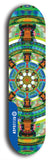 Skateboard deck: Limited edition, North American maple skateboard deck designed by underground artist BellyRash - available widths 7.5 to 8.5 inches in both mellow concave and steep concave shapes. Artwork: DHARMAMECHANIC logo brand popsicle-shaped deck