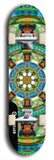 Skateboard deck: Limited edition, North American maple skateboard deck designed by underground artist BellyRash - available widths 7.5 to 8.5 inches in both mellow concave and steep concave shapes. Artwork: DHARMAMECHANIC logo brand popsicle-shaped deck
