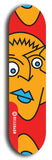 Skateboard deck: Limited edition, North American maple skateboard deck designed by underground artist BellyRash -- available in widths 7.5 to 8.5 inches in both mellow concave and steep concave shapes. Artwork: Oddheads brand popsicle-shaped skateboard deck with cartoon head on dark background.