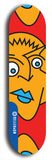 Skateboard deck: Limited edition, North American maple skateboard deck designed by underground artist BellyRash -- available in widths 7.5 to 8.5 inches in both mellow concave and steep concave shapes. Artwork: Oddheads brand popsicle-shaped skateboard deck with cartoon head on dark background.
