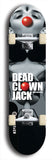 Skateboard deck: Limited edition, North American maple skateboard deck designed by underground artist BellyRash - available widths 7.5 to 8.5 inches in both mellow concave and steep concave shapes. Artwork: DEAD CLOWN JACK logo brand popsicle-shaped deck