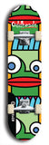Skateboard deck: Limited edition, North American maple skateboard deck designed by underground artist BellyRash -- available in widths 7.5 to 8.5 inches in both mellow concave and steep concave shapes. Artwork: Oddheads brand popsicle-shaped skateboard deck with cartoon head on dark background.