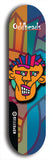 Skateboard deck: Limited edition, North American maple skateboard deck designed by underground artist BellyRash -- available in widths 7.5 to 8.5 inches in both mellow concave and steep concave shapes. Artwork: Oddheads brand popsicle-shaped skateboard deck with cartoon head on dark background.
