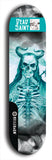 Skateboard deck: Limited edition, North American maple skateboard deck designed by underground artist BellyRash - available widths 7.5 to 8.5 inches in both mellow concave and steep concave shapes. Artwork: DEAD SAINT logo brand popsicle-shaped deck