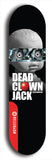 Skateboard deck: Limited edition, North American maple skateboard deck designed by underground artist BellyRash - available widths 7.5 to 8.5 inches in both mellow concave and steep concave shapes. Artwork: DEAD CLOWN JACK logo brand popsicle-shaped deck
