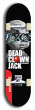 Skateboard deck: Limited edition, North American maple skateboard deck designed by underground artist BellyRash - available widths 7.5 to 8.5 inches in both mellow concave and steep concave shapes. Artwork: DEAD CLOWN JACK logo brand popsicle-shaped deck