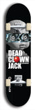 Skateboard deck: Limited edition, North American maple skateboard deck designed by underground artist BellyRash - available widths 7.5 to 8.5 inches in both mellow concave and steep concave shapes. Artwork: DEAD CLOWN JACK logo brand popsicle-shaped deck