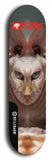 Skateboard deck: Limited edition, North American maple skateboard deck designed by underground artist BellyRash -- available in widths 7.5 to 8.5 inches in both mellow concave and steep concave shapes. Artwork: BUTTUGLY MONSTERS brand popsicle-shaped skateboard deck with monster in background.