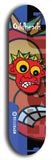 Skateboard deck: Limited edition, North American maple skateboard deck designed by underground artist BellyRash -- available in widths 7.5 to 8.5 inches in both mellow concave and steep concave shapes. Artwork: Oddheads brand popsicle-shaped skateboard deck with cartoon head on dark background.
