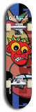 Skateboard deck: Limited edition, North American maple skateboard deck designed by underground artist BellyRash -- available in widths 7.5 to 8.5 inches in both mellow concave and steep concave shapes. Artwork: Oddheads brand popsicle-shaped skateboard deck with cartoon head on dark background.