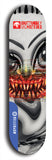 Skateboard deck: Limited edition, North American maple skateboard deck designed by underground artist BellyRash -- available in widths 7.5 to 8.5 inches in both mellow concave and steep concave shapes. Artwork: BUTTUGLY MONSTERS brand popsicle-shaped skateboard deck with monster in background.