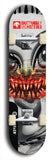 Skateboard deck: Limited edition, North American maple skateboard deck designed by underground artist BellyRash -- available in widths 7.5 to 8.5 inches in both mellow concave and steep concave shapes. Artwork: BUTTUGLY MONSTERS brand popsicle-shaped skateboard deck with monster in background.