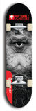 Skateboard deck: Limited edition, North American maple skateboard deck designed by underground artist BellyRash -- available in widths 7.5 to 8.5 inches in both mellow concave and steep concave shapes. Artwork: BUTTUGLY MONSTERS brand popsicle-shaped skateboard deck with monster in background.
