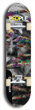 Limited edition, North American maple skateboard deck designed by underground artist BellyRash -- available in widths 7.5 to 8.5 inches in both mellow concave and steep concave shapes. Artwork: PEOPLE brand popsicle-shaped skateboard deck with a black and white human face inside a swirling multi-colored background