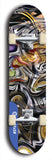 Skateboard deck: Limited edition, North American maple skateboard deck designed by underground artist BellyRash - available widths 7.5 to 8.5 inches in both mellow concave and steep concave shapes. Artwork: ABEX LIQUID brand popsicle-shaped with a multi-colored swirling patterned background