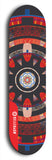 Skateboard deck: Limited edition, North American maple skateboard deck designed by underground artist BellyRash - available widths 7.5 to 8.5 inches in both mellow concave and steep concave shapes. Artwork: DHARMAMECHANIC logo brand popsicle-shaped deck