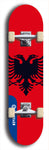 North American maple skateboard deck designed by underground artist BellyRash -- available in widths between 7.5 to 8.5 inches in both mellow concave and steep concave shapes. Artwork : 	Albania	flag skateboard deck																				