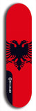 North American maple skateboard deck designed by underground artist BellyRash -- available in widths between 7.5 to 8.5 inches in both mellow concave and steep concave shapes. Artwork : 	Albania	flag skateboard deck																				